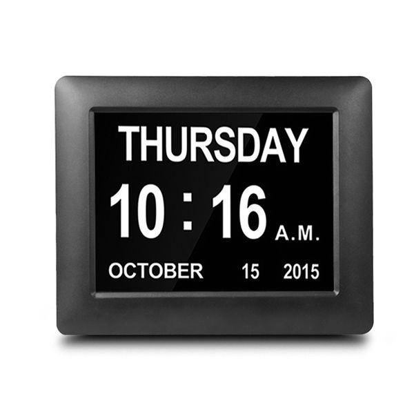 

digital day clock led calendar dementia alarm showing time date month year memory loss large digital table clock