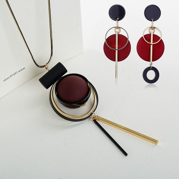 

new geometric wood long tassel necklaces bohemian beaded circle pendant necklace sweater chain fashion women jewelry gifts, Silver