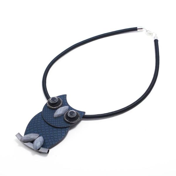 

yd&ydbz exquisite animal owl pendant leather necklaces vintage ethnic handmade short chain jewelry accessories collar necklaces, Silver