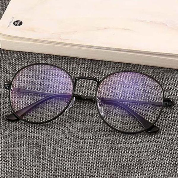 

anti-blue optoelectronic computer glasses neutral classical circular reading glasses metal frame retro personality college style, Silver