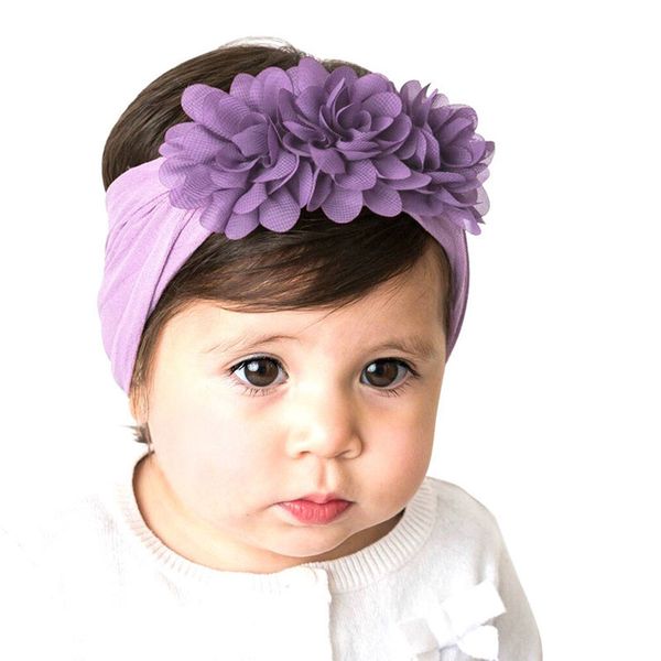 

gril baby 3 flowers hair bands chiffon flower combination set elastic headbands headwear head band hair accessories, Slivery;white