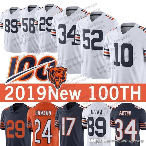 

2019 new 52 khalil mack chicago 100th bear jer ey 89 mike ditka 96 akiem hick 10 mitchell trubi ky 54 brian urlacher jer ey