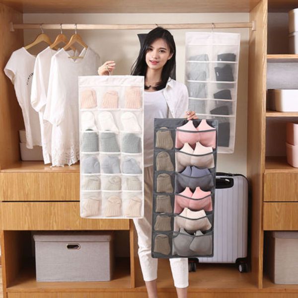 

15/30 pocket cabinet storage clear hang bag sock bra underwear rack organizer