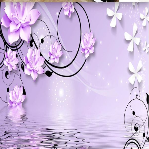 

3d jewelry water relief flower 3d wallpapers pattern tv background wall modern wallpaper for living room