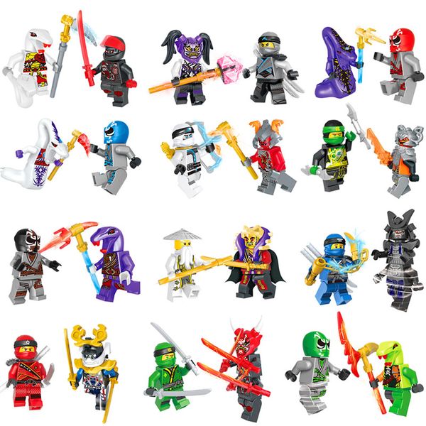 

24 pcs lot mini ninja figure toy ninja building blocks classic action figures ghost evil ninja pythor chop'rai mezmo serpentine army