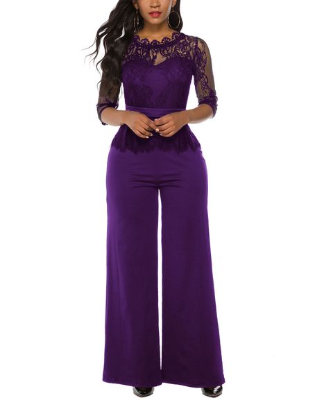 

women elegant lace spliced mesh off shoulder rompers and jumpsuits, Black;white