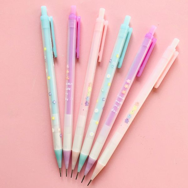 

Colorful Flowers Bear Press Mechanical Pencil School Student Stationery 0.5mm