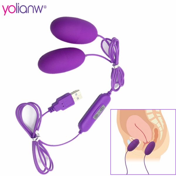 20 Geschwindigkeiten USB Doppel-Ei-Zerhacker G-Punkt vibrierendes Vaginal-Ei Ben Wa Ball Klitoris Stimulator Vibratoren Erwachsenes Geschlechtsspielzeug für Frauen D19011105