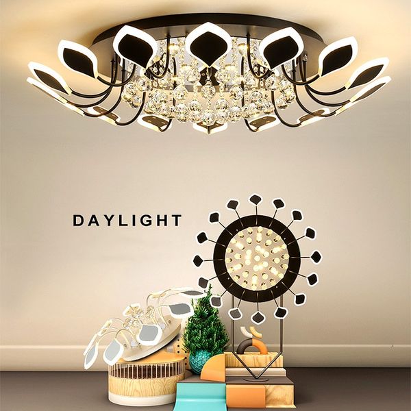 

crystal modern led ceiling lamp living room bedroom chandelier study room rc dimming home decoration lighting fixtures