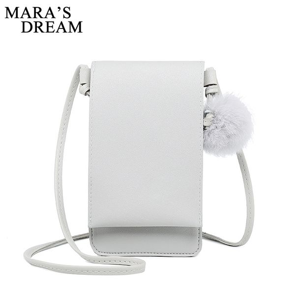 

mara's dream 2020 new solid color fashion women's bag simple fur ball shoulder messenger mobile phone bag