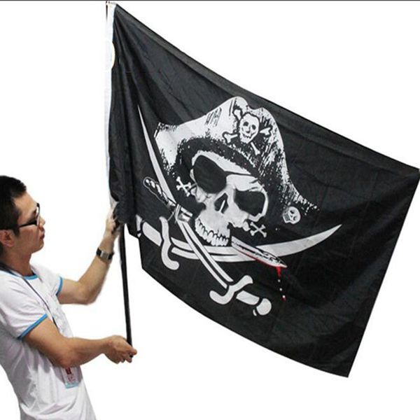 

eco-friendly 3x5ft череп креста скрещенные сабли swords jolly roger пиратские флаги прокладками украшения партии хэллоуин украшения