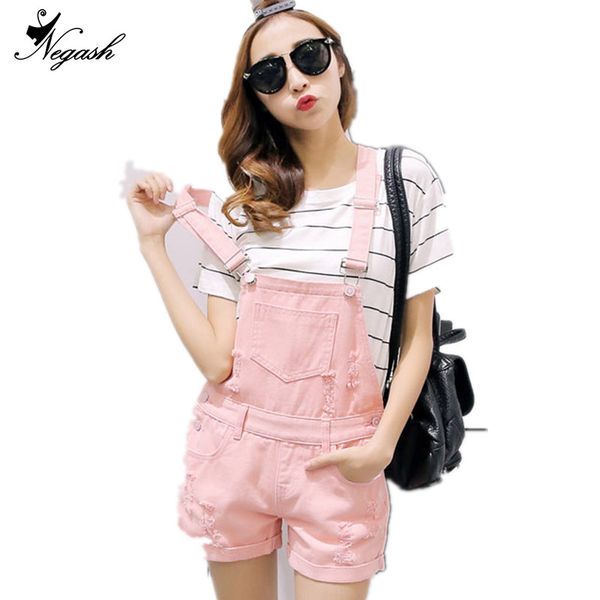 

negash irregular hole female denim korean beige black pink jeans playsuits, Black;white