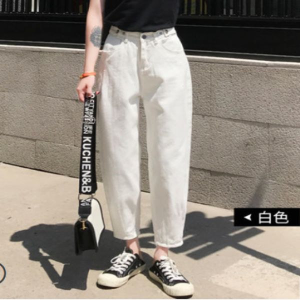 

the white female straight jeans tall waist little wide-legged, Blue