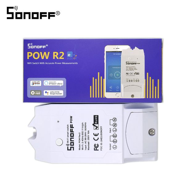 

sonoff pow r2 16a/3500w smart wifi switch controller with real time power consumption measurement smart home device with android