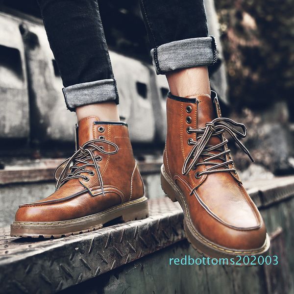 

mens work short boots men pu casual ankle boots round toes man leisure shoes antiskid man warm shoes r03, Black