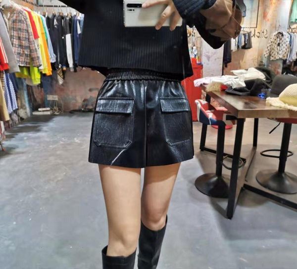 

women winter leather short pants fashion shorts 20191122-8573j#7739, White;black