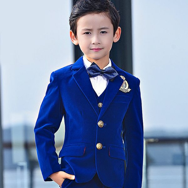 

suits children's velvet jacket boys for weddings autumn winter thickening costume enfant garcon mariage prom, Black