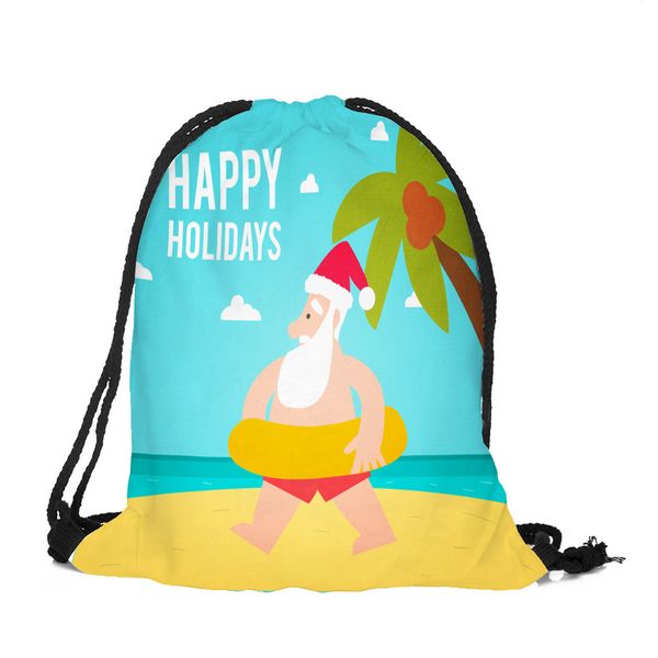 

2019 new 3d printed holiday theme scared drawstring bag storage harness pocket backpack