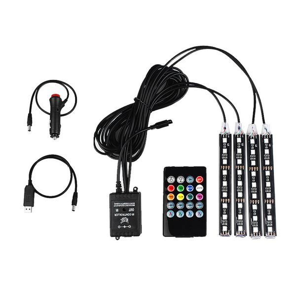 

car interior led ambience lights foot lights rgb led strip light colors voice-activated music rhythm neon auto products