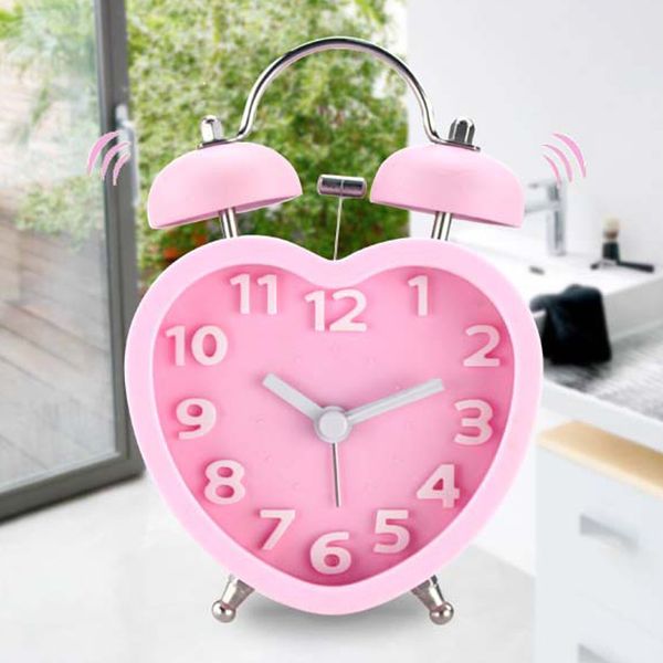 

double bell heart-shaped alarm clock livingroom lazy person classic fashion digital display children timer home decor for gift