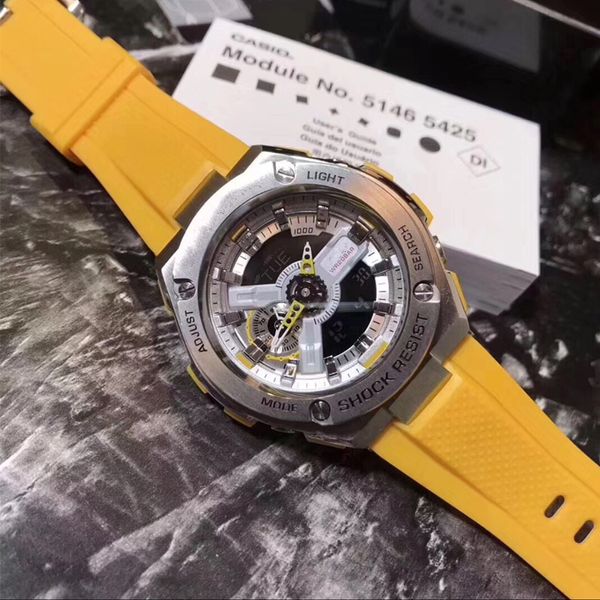 

sell g style gst 410g men sports wristwatch shock digital quartz double display watch men outdoor multifunction watches with original, Slivery;brown