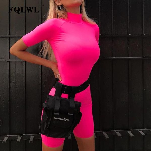 

fqlwl streetwear bodycon short summer jumpsuit women playsuit zipper black skinny ladies rompers womens jumpsuit female, Black;white