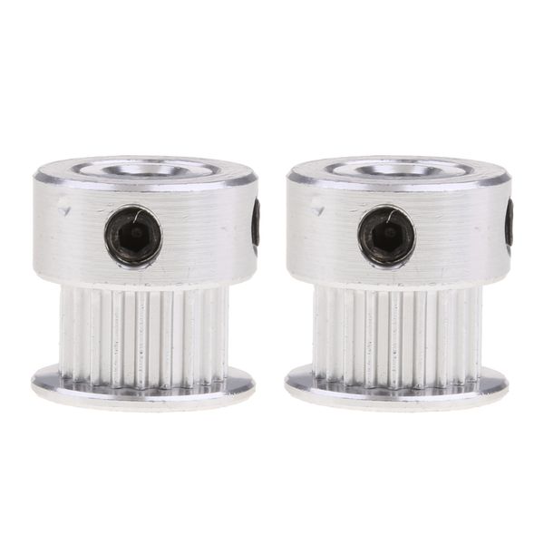 

2pieces gt2 timing pulley, 20 tooth wheel bore 5mm aluminium - gear teeth width 6mm for 3d printers parts, reprap part