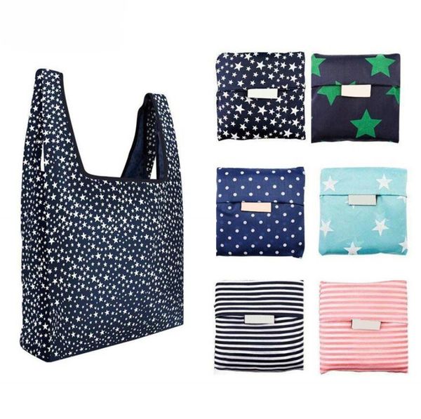 

fashion printing foldable green shopping bag tote folding pouch handbags convenient large-capacity storage bags 6 colors ing