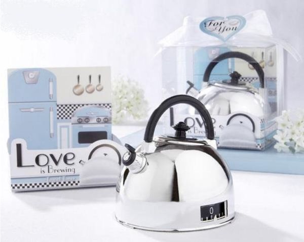 

"love is brewing" teapot timer with boxes package wedding gift party favor sn2088