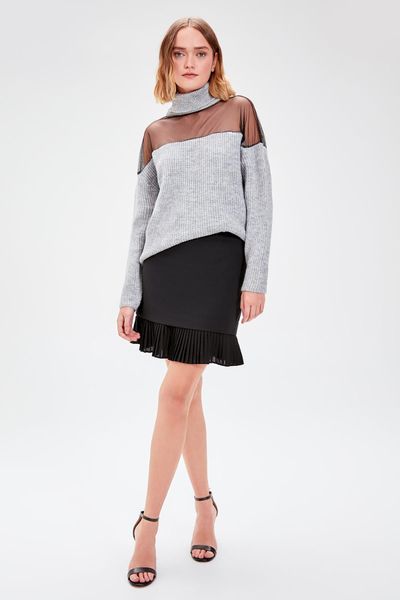 

trendyol черный рябить юбка twoaw20et0037, Black
