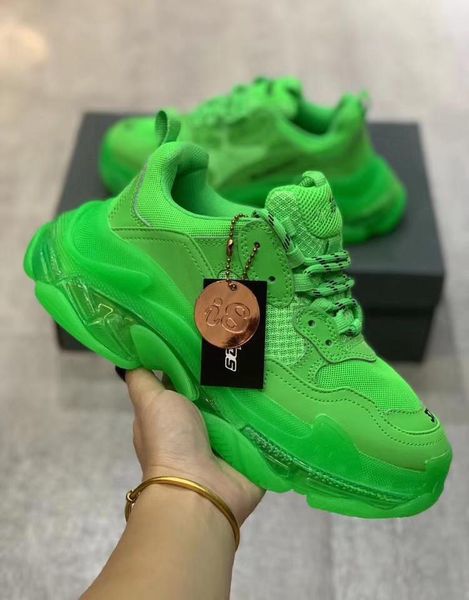 

green triple s sneakers old dad shoes,low triple-s buffed leather and mesh sneakers for women & men causal sport shoes gfb006, Black