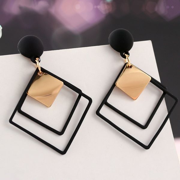 

2019 new korean statement metal acrylic drop earrings selling long dangling earrings for women party wedding jewelry brincos, Silver