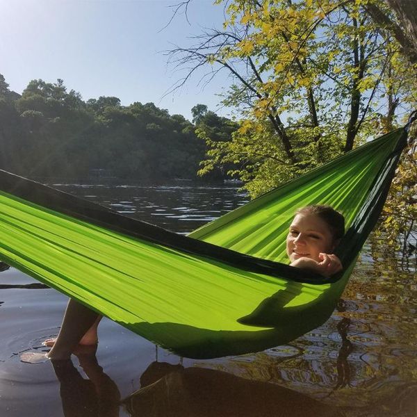

ultralight travel double hammock hanging portable bed hamock rede de camping parachute hammock chair outdoor swing for children