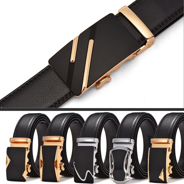 

second floor cowhide automatic buckle men's genuine leather men's young belt belt and middle-aged versatile fashion, Black;brown