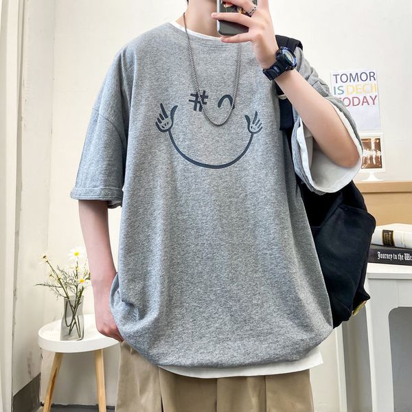 

2020 summer men's fashion trend tshirt cotton clothes loose casual printing short sleeve t shirt 8 color t-shirt big size s-5xl, White;black