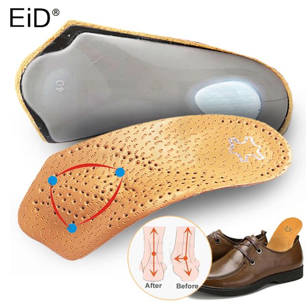 

eid leather ortc half insole for flat feet arch support orthopedic shoes sole insoles insert for men and women, Black