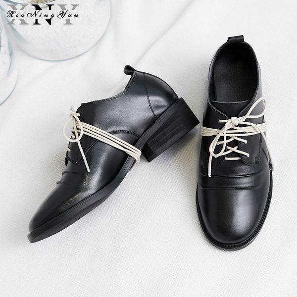 

british style women's flats oxford shoes soft genuine leather flat oxfords ladies vintage casual oxford shoes for women footwear, Black