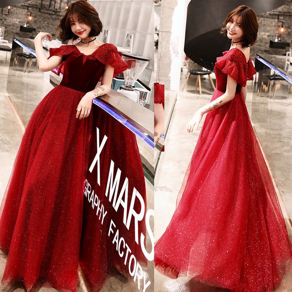 

evening dress 2019 bling elegant floor length women party dresses v-neck short sleeve robe soiree lace ruffles formal gown e367, White;black