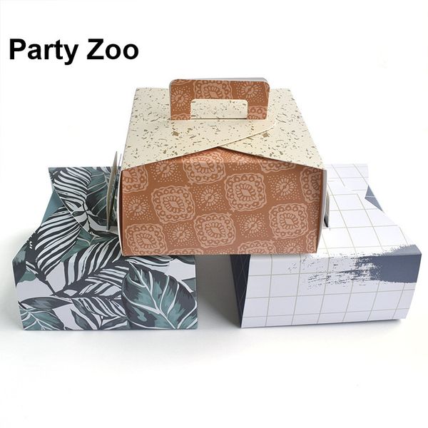 

200 x ins simple style colorful portable handle boxes baking cake package box wholesale