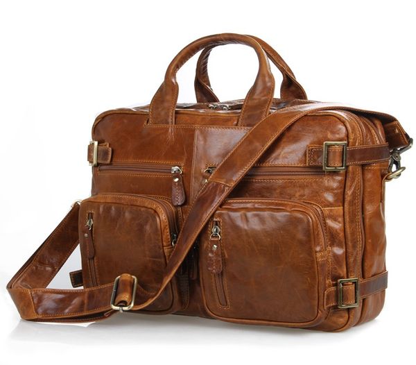 

vintage 100% genuine leather bag men messenger bags business 14" travel bags real leather briefcase portfolio handbags #md-j7026