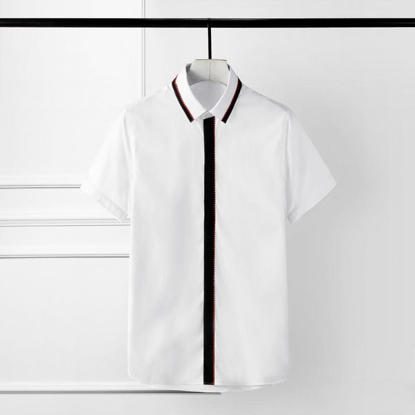 

minglu black white splice men shirts contrast color embroidery short sleeve mens dress shirts plus size 3xl 4xl party man, White;black