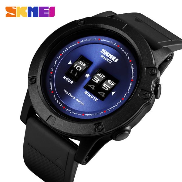 

skmei patented design mens watch fashion quartz watches waterproof big dial pu strap wristwatches reloj hombre 1546 watch men, Slivery;brown