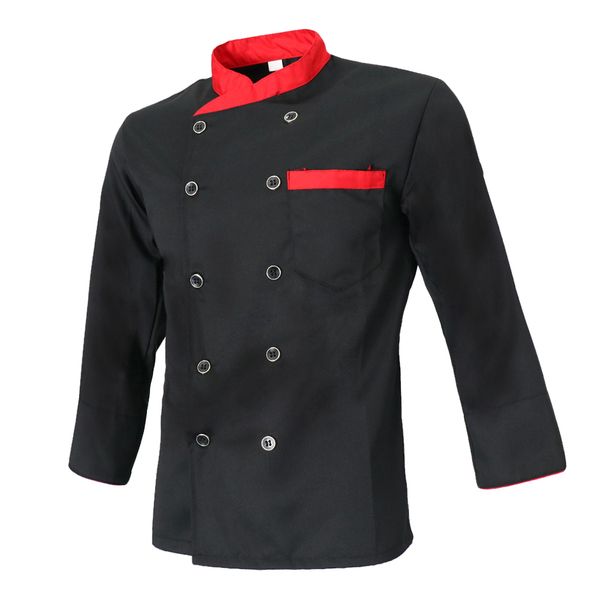 

adults chef jacket uniform long sleeves double-breasted m-3xl, White;black