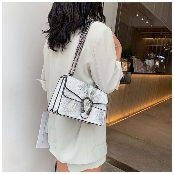 

fashion women's shoulder bag new snake pattern design diagonal lady messenger bag chain small square bag casual women's handbag wh