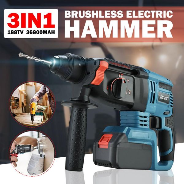 

3 in 1 multifunction rechargeable cordless brushless hammer drill 100-240v home power tools impact drill household
