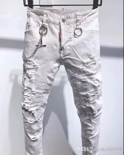 

2019 новый мужской rip denim рваные джинсы синий хлопок модные колготки весна / осень мужская тенденция 1688, Blue