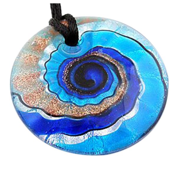 

baroque screw thread vintage lampwork art glass beaded pendant necklacemain color:blue, Silver