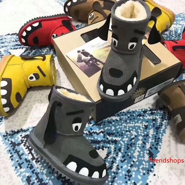 

r designer kids boots wgg australian warm snow winter boots bailey bow children girl boy triple black khaki ankle boots 25-34