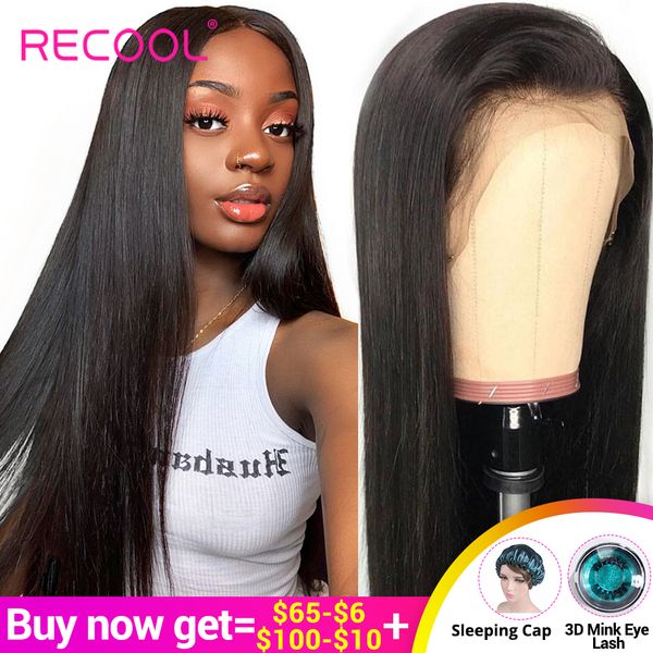 

recool straight lace front human hair wigs pre plucked 360 lace frontal wig 10-26 inch brazilian straight front wig, Black;brown