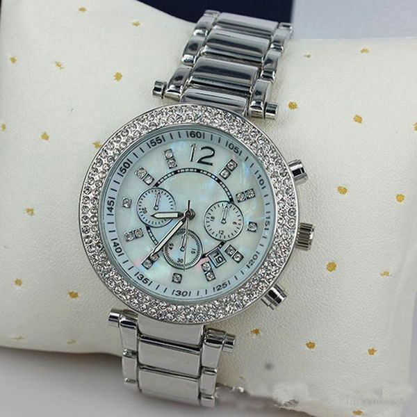 

quartz brand watch steel diamond ladies luxury dress crystal classic k rose gold women wristwatch m clock watch fashion michae ldtxj, Slivery;brown